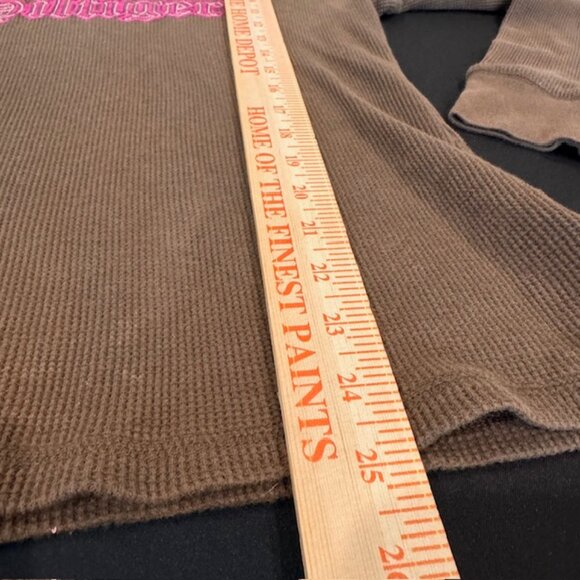 Tommy Hilfiger Brown Waffle-Knit Thermal Long Sleeve Shirt – XL Embroidered Y2K - Picture 7 of 8
